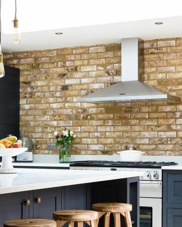 London Weathered Yellow Brick Tiles Residential Kitchen