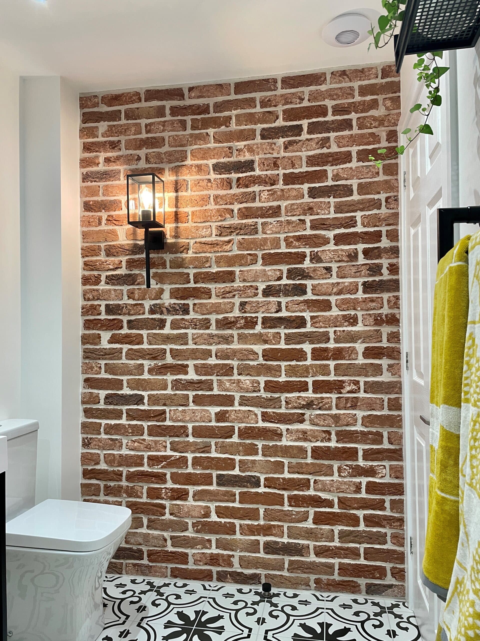 Brick Slips Installed In The Bathroom